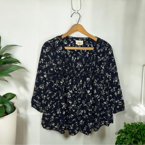 DENIM & SUPPLY Ralph Lauren Floral V Neck Smocked Babydoll Button Down Blouse - Picture 9 of 9